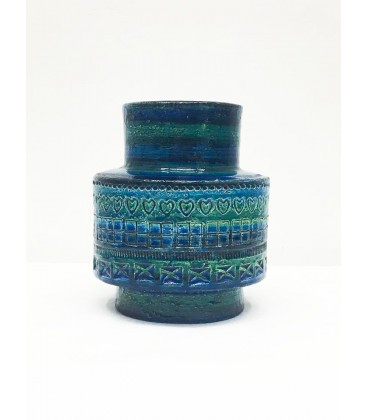 Wazon ceramiczny z kultowej serii "Rimini Blue" Projektu Aldo Londiego Dla Bitossi około roku 1960.